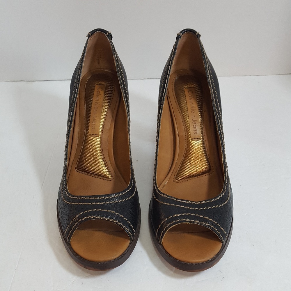 Calvin Klein Jeans Peep Toe  Slip On Heel 6.5